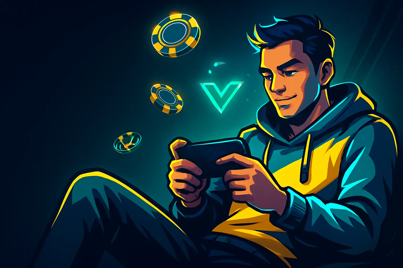 Hráč si užívá automaty PlayBaze na mobilním telefonu